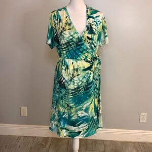 [Agnes & Dora] Palm Print Pattern Wrap Dress - Size Large NWT